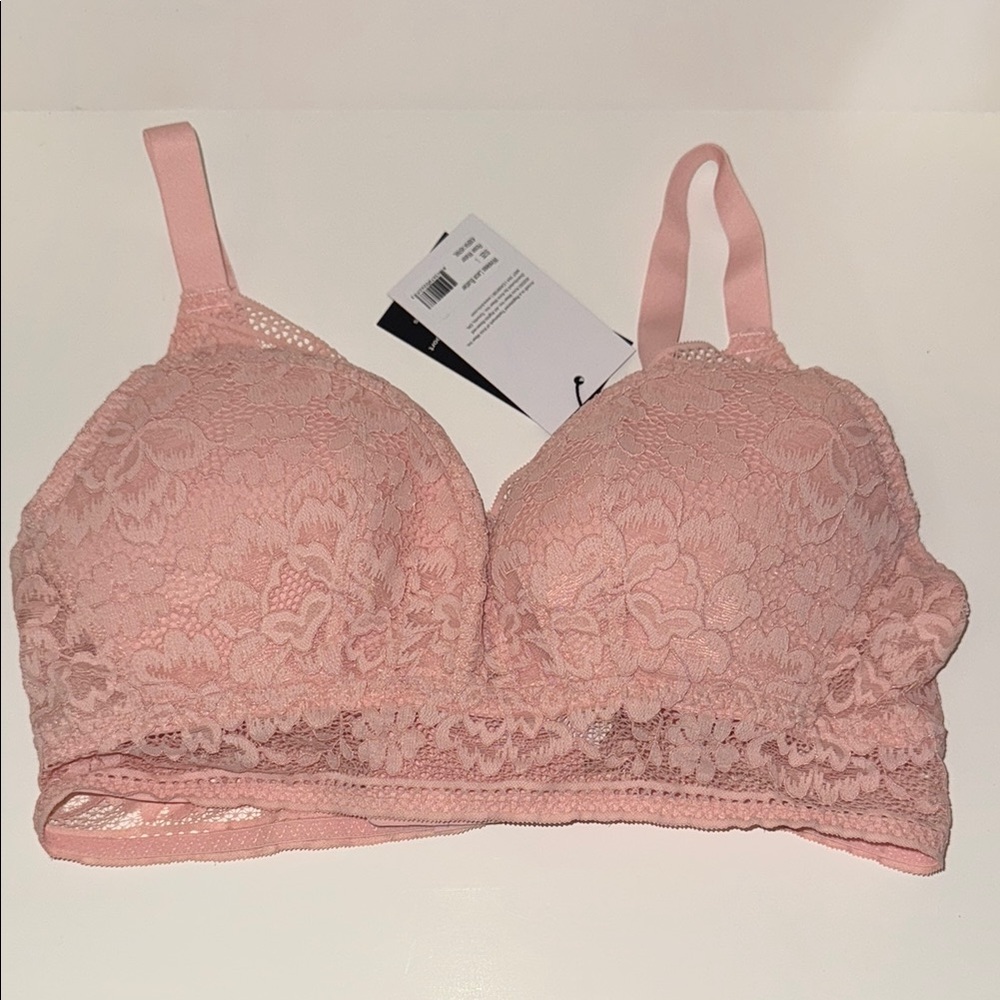 Knix Wireless Lace Bustier in Rose Water Size L NWT KXBRA145RWL